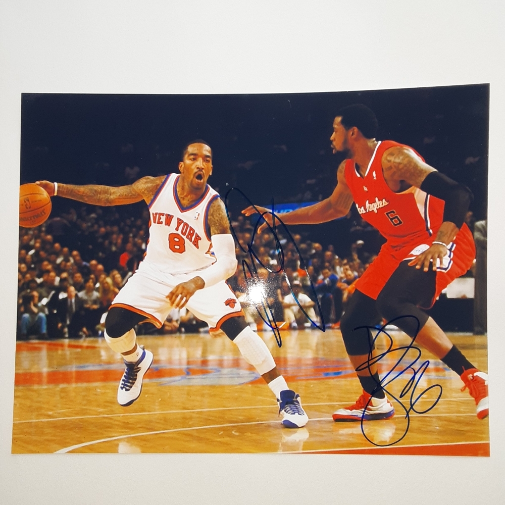 NBA autograph signed photo NY Knicks LA Clippers JR Smith Deandre Jordan MSG